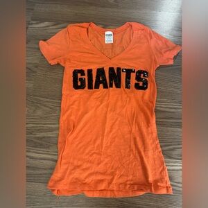 PINK Victoria's Secret Orange Tee with Black Sequins